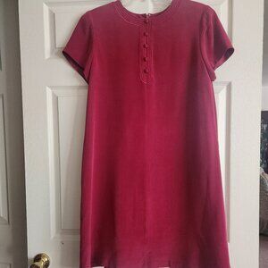 PAPELL JOO women's Dress Vintage 100% SILK size 14 maroon color zipped back